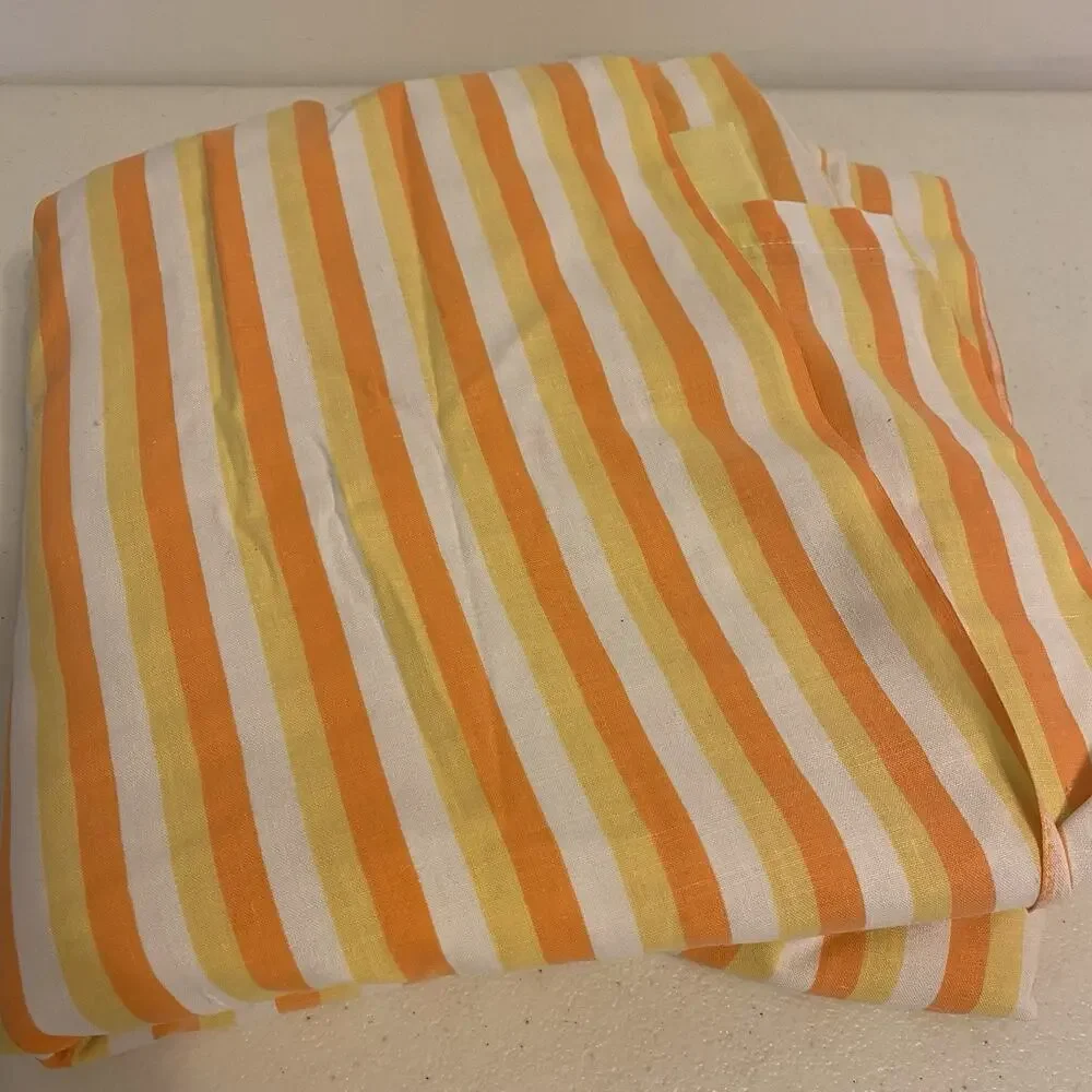 VTG Cotton Blend Full Size Flat Sheet Strips Cottagecore Home Collection 82x94”